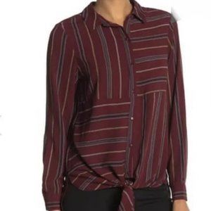 DR2 Maroon and Gray Striped Blouse